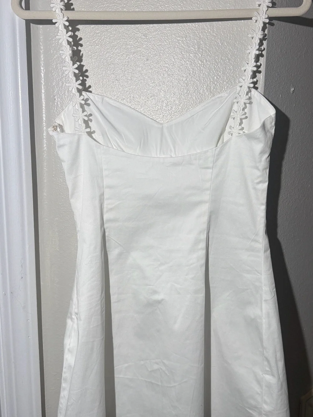 Beginning Boutique White Satin Slip Dress with Floral Straps - Picture 5 of 5